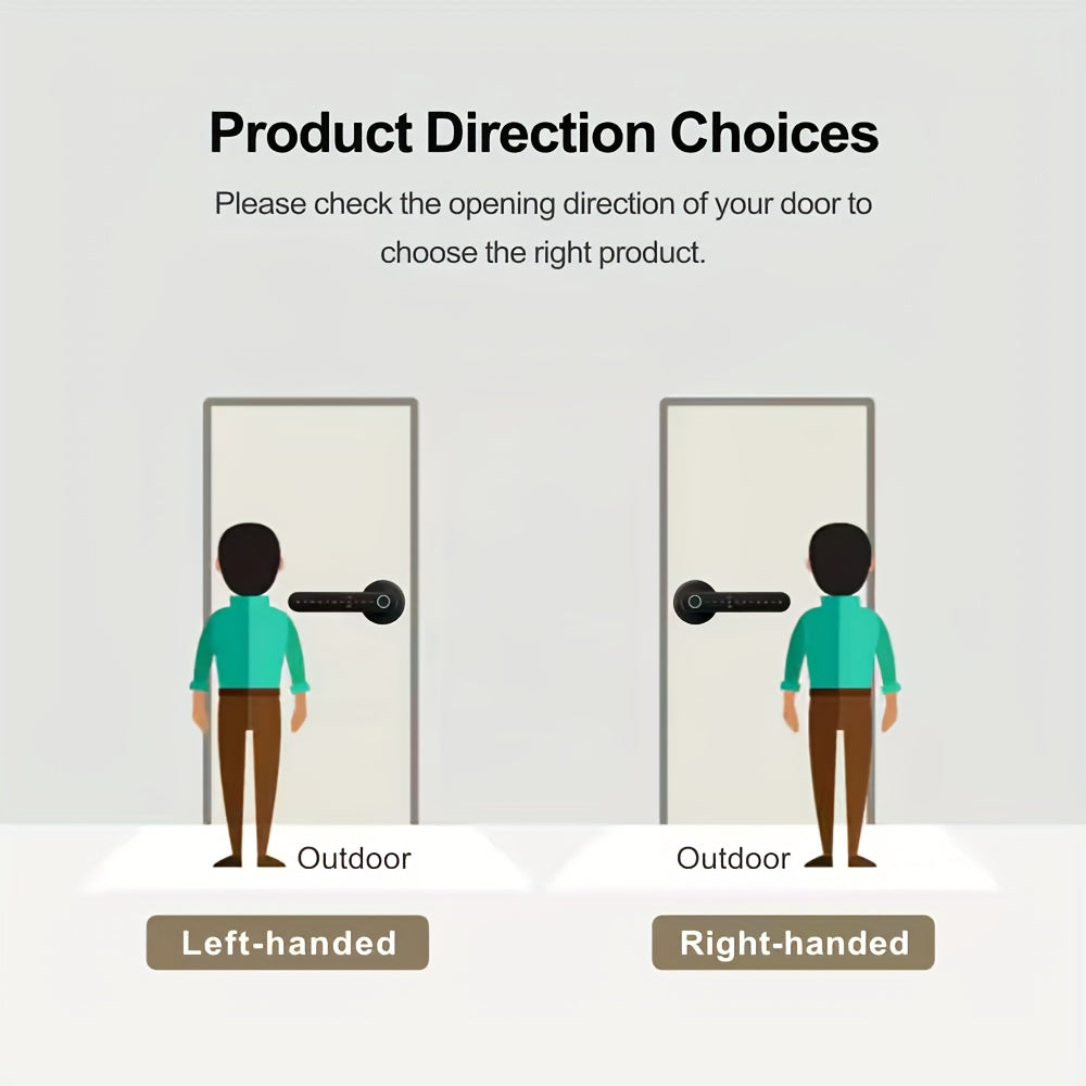 1pc Smart Door Lock with 5 Unlocking Methods (Fingerprint/Password/Card/Key/IC/APP) - Wireless Enabled, Anti-Peeping Sensing, Mechanical Key Backup, Real-Time Status & Unlock Record, Emergency Battery Backup (4 AAA Not Includ