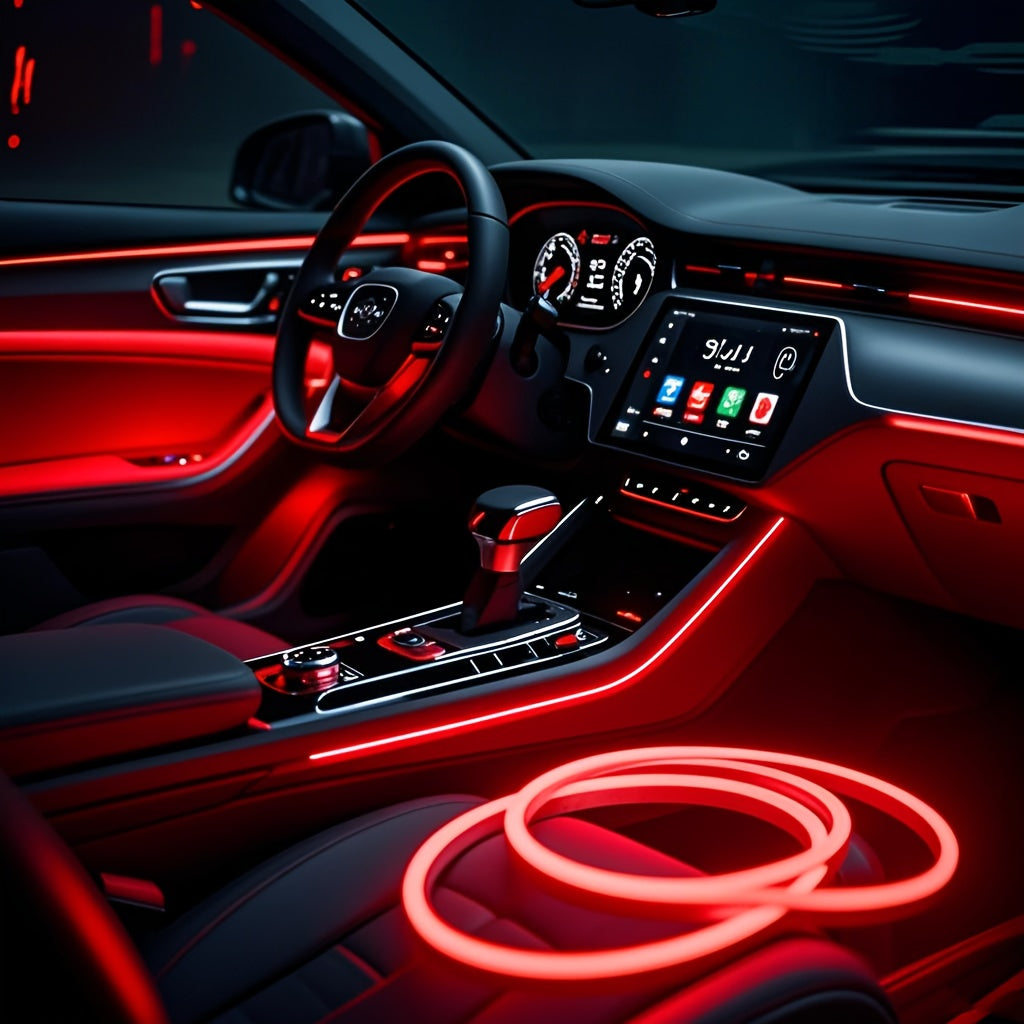 1pc, Car Modification Red LED Neon Light Strip with Button Control, Bendable and Cuttable