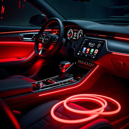 1pc, Car Modification Red LED Neon Light Strip with Button Control, Bendable and Cuttable