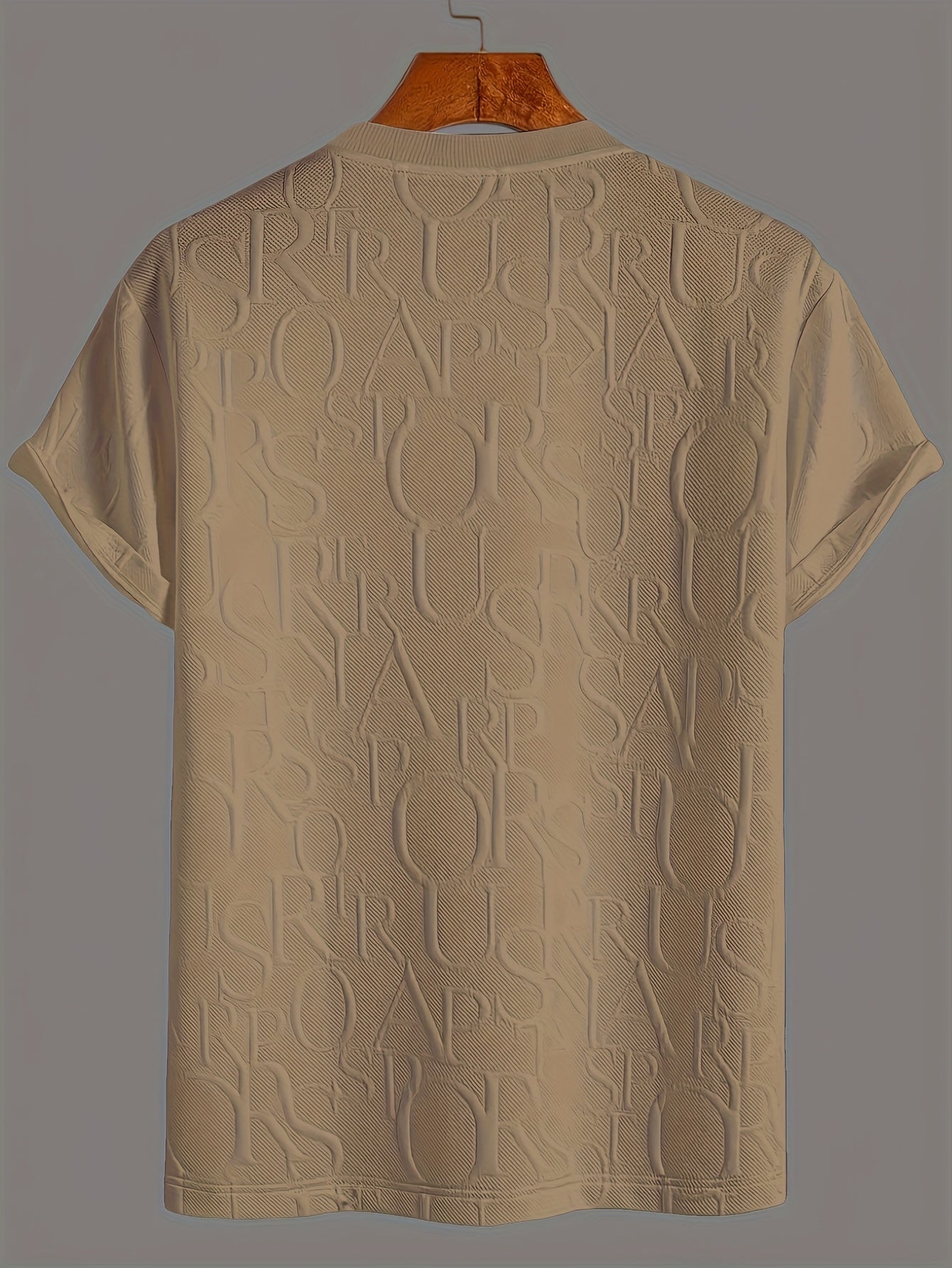 Men's Summer Casual Short Sleeve T-Shirt - Relaxed Fit Round Neck with Vertical Letter Print & Elastic Cuffs, Breathable Fabric for Daily Wear, Commuting & Outdoor Activities, Shirts for Summer