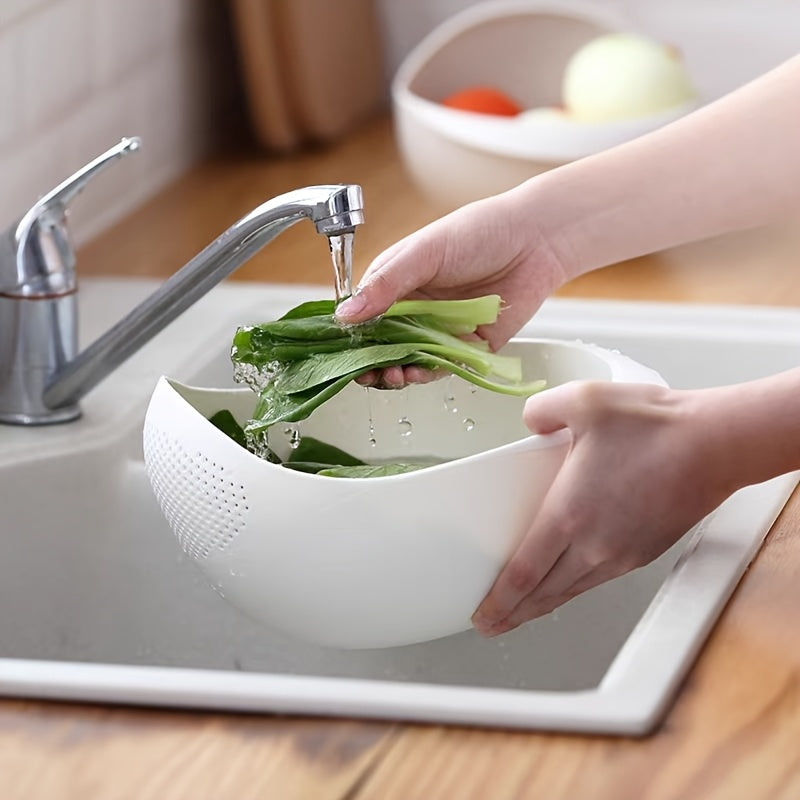 1pc Heavy-Duty Colander Basket - Large Capacity Kitchen Strainer with Non-Slip Base, Rapid Draining for Washing Rice, Vegetables, Fruits, Eggs - Easy-Grip Handle & Safe Edges - Dishwasher Safe - Ideal for Home & Professional