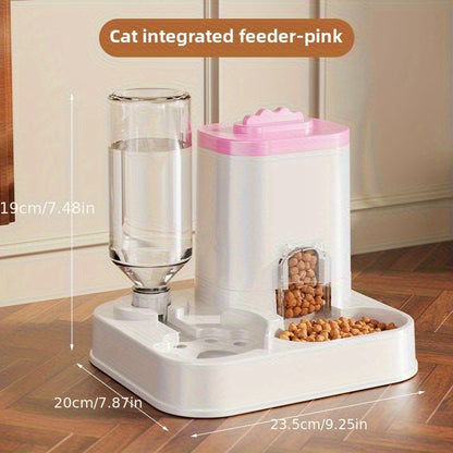 Automatic Cat & Dog Water Dispenser with Integrated Food Basin - 1-10L Capacity, No Batteries Needed, Modern White Design for Easy Cleaning & Hydration - Durable Pet Hydration Solution, Automatic Pet Feeder, Sleek Pet Accesso