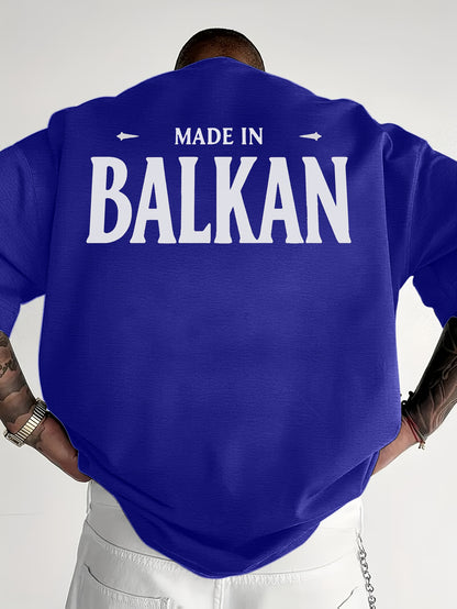 Men'S Casual Short Sleeve T-Shirt - "Made in Balkans" Print, Lightweight & Breathable Summer Tee, Round Neck, Regular Fit, Perfect for Casual Attire, Breathable Clothing | Modern Casualwear | Lightweight Shirt