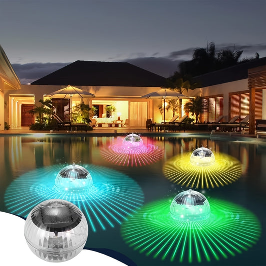 Solar Pool Light, Solar Pond Light, Automatic Color-Changing IP65 LED Floating Light with Optional Colored or Warm Lighting. Suitable for Pools, Fountains, Gardens, and Outdoor Decorations. Features Auto-Off Function and Dura