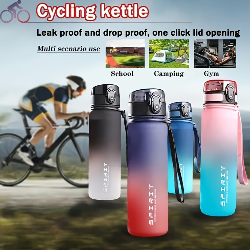 1pc Portable Leakproof Water Bottle With Time Marker And Carrying Strap