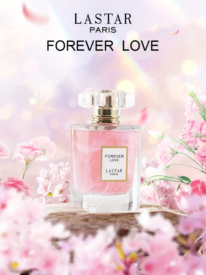 LASTAR Paris Forever Love Perfume 1.86oz, Romantic Floral Scent with Rose, Jasmine, Vanilla & Patchouli, Soft & Fresh Fragrance, Long-Lasting, Elegant Pink Glass Bottle with Golden Cap, Perfect Party/ Holiday Gift for Women