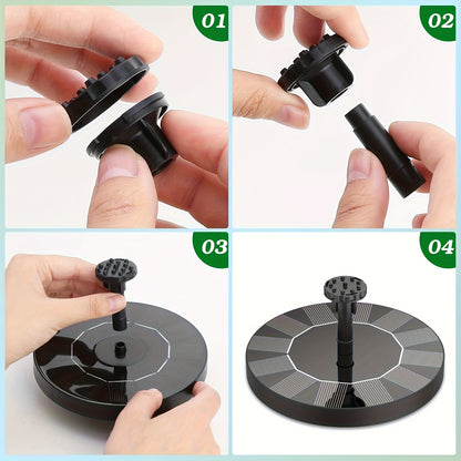 High-quality solar fountain pump with 6 replaceable nozzles - suitable for bird baths, gardens, ponds, fish tanks, aquariums, and outdoor landscape decoration, floating design for easy maintenance, garden gift!