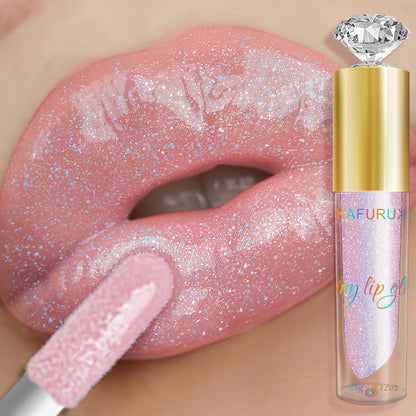 1pc KAFURIX Waterproof Pink Lip Glaze - Glossy Finish, Sparkle Shine, Long-Lasting, Non-Sticky Paste for All Skin Types, Easy Application