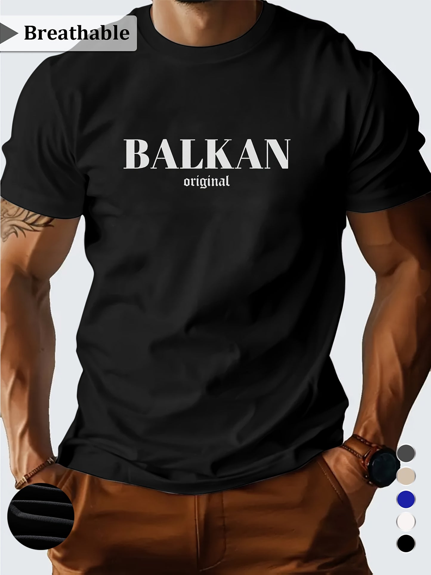 Men'S Casual Short Sleeve T-Shirt - "Made in Balkans" Print, Lightweight & Breathable Summer Tee, Round Neck, Regular Fit, Perfect for Casual Attire, Breathable Clothing | Modern Casualwear | Lightweight Shirt