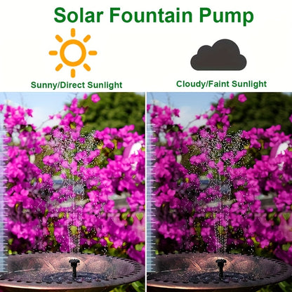 High-quality solar fountain pump with 6 replaceable nozzles - suitable for bird baths, gardens, ponds, fish tanks, aquariums, and outdoor landscape decoration, floating design for easy maintenance, garden gift!