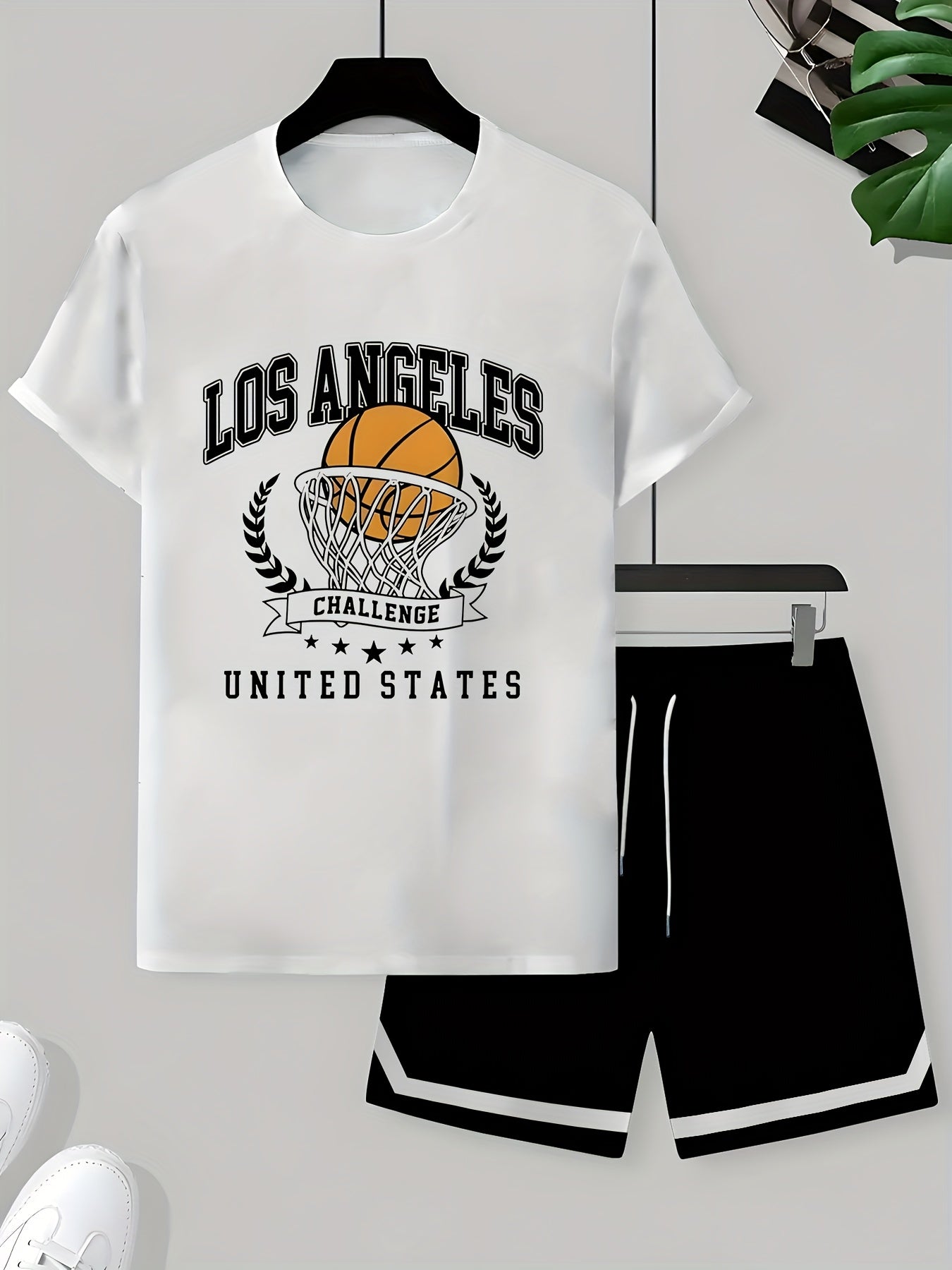 2pcs Men'S Summer Basketball Training Running Suit, Basketball Short Sleeve T-Shirt and 24 Shorts Set