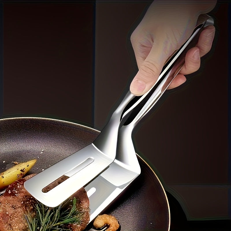 Stainless Steel BBQ Tongs for Fish and Meat, Multifunctional Grilling, Pancake, and Bread Holder with Non-Slip Grip, Suitable for Korean BBQ, Fried Fish, etc., Essential Kitchen Item | Modern Kitchen Tongs | Stainless Steel S