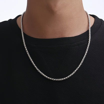 A Set Of 8 Stylish Stainless Steel Necklaces In Simple Silvery Geometric Design, Retro Necklace, Men's Personalized Hip-hop Casual Necklace Set, Accessories For Men's Gifts
