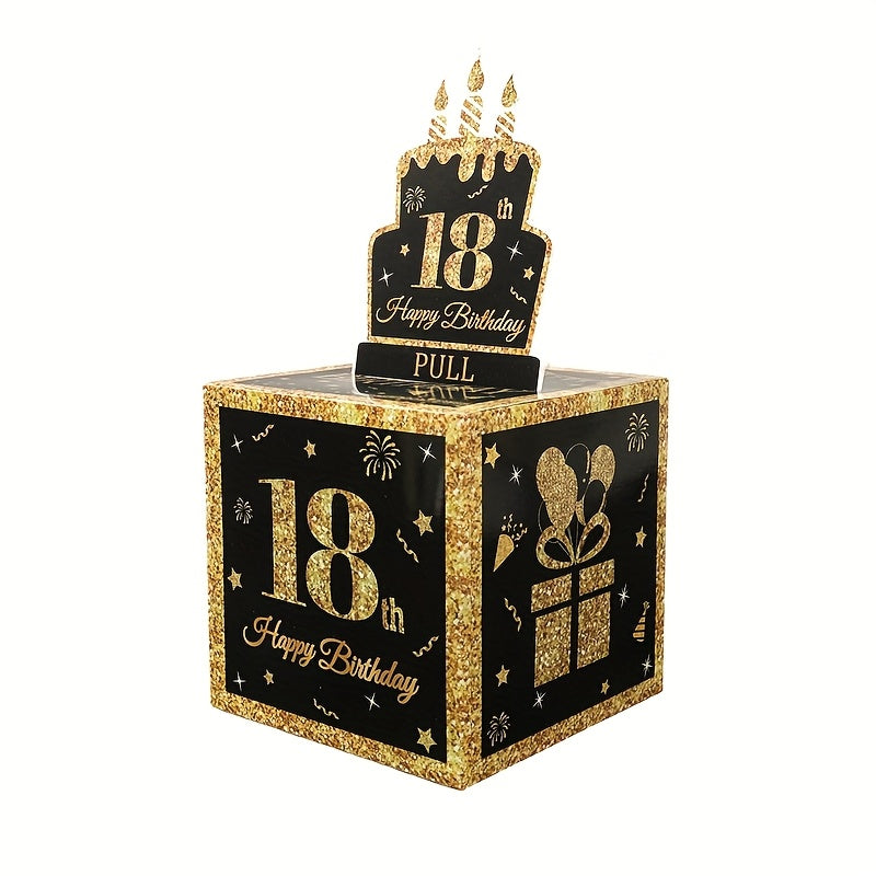 1 Set,Happy 18th Birthday Banknote Box,Birthday Paper Gift Box for Cash,18 Years Old Surprise Money Gift Boxes with Pull Out,Happy Birthday Party Decoration,Adults Birthday Party Supplies,Party Packs