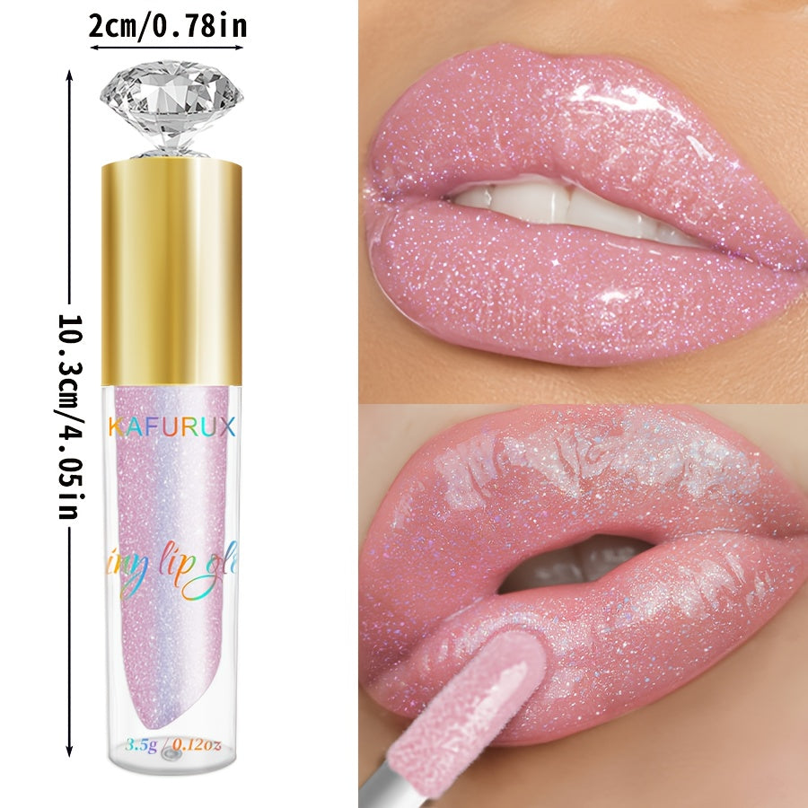 1pc KAFURIX Waterproof Pink Lip Glaze - Glossy Finish, Sparkle Shine, Long-Lasting, Non-Sticky Paste for All Skin Types, Easy Application