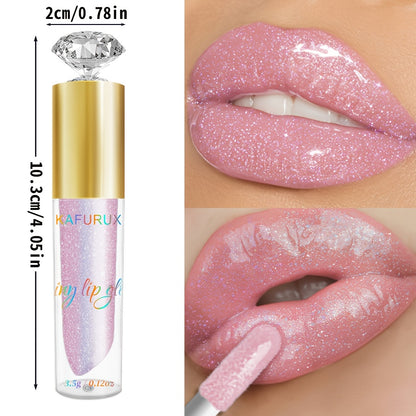 1pc KAFURIX Waterproof Pink Lip Glaze - Glossy Finish, Sparkle Shine, Long-Lasting, Non-Sticky Paste for All Skin Types, Easy Application