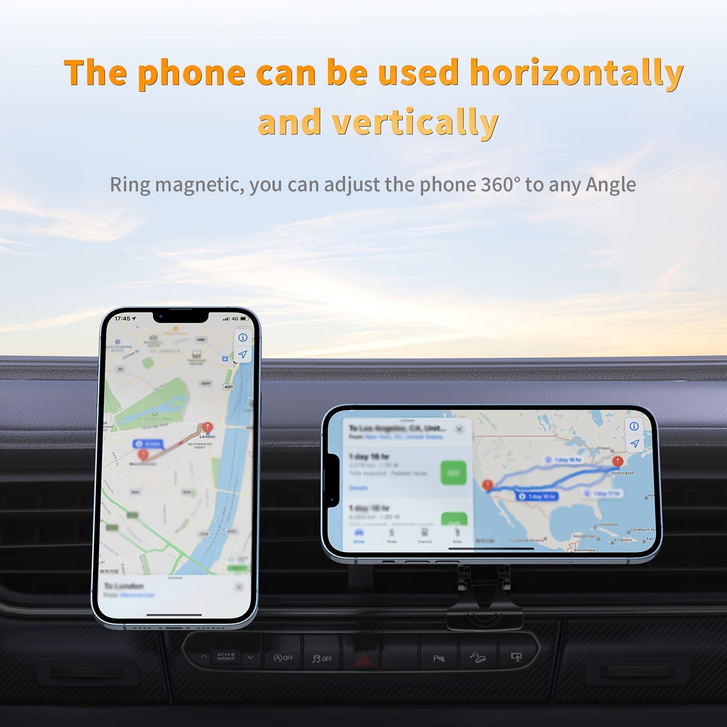 Hituny Magnetic Car Charger Mount, Wireless Fast Charging, USB Connector, Magnetic Charging Adapter, ≤36V Operating Voltage, with USB Charging Power Mode for iPhone 12-16 Series