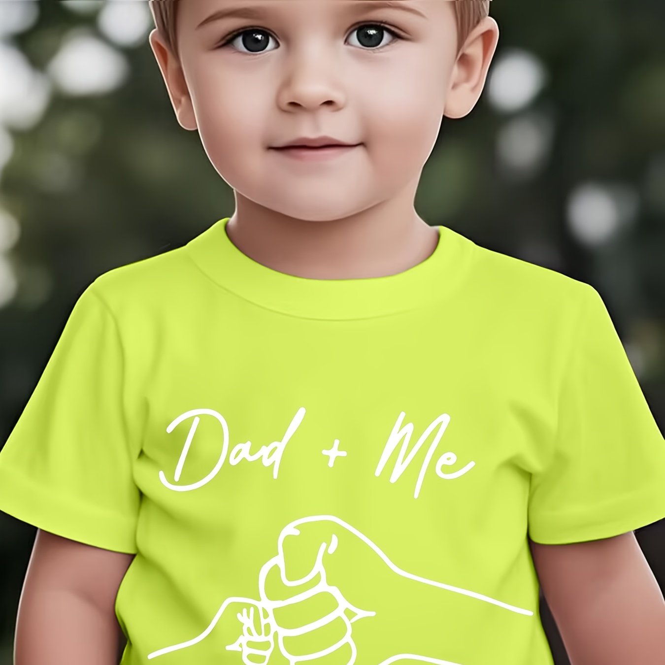 Dad+Me" Matching Father-Son T-Shirts - Boys' Casual Crew Neck Tee with Cartoon Handprint Design, Soft Breathable Fabric, Regular Fit for Spring Summer Fall, Cute T Shirts, Everyday Outfit, Trendy Graphic Tee, Comfortable Mate