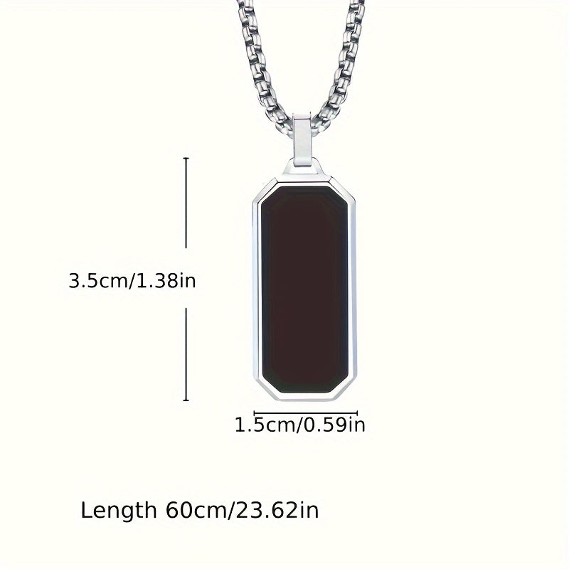 Elegant Men's Necklace with Sophisticated Black Drip Oil Pendant - Unique Geometric Design, Perfect for Every Occasion, Elegant Necklace