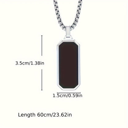 Elegant Men's Necklace with Sophisticated Black Drip Oil Pendant - Unique Geometric Design, Perfect for Every Occasion, Elegant Necklace