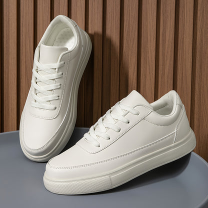 Lightweight Solid Skate Shoes - Men's Low Top Comfy Non Slip Casual Shoes - All Seasons Outdoor Walking Jogging Business Trip