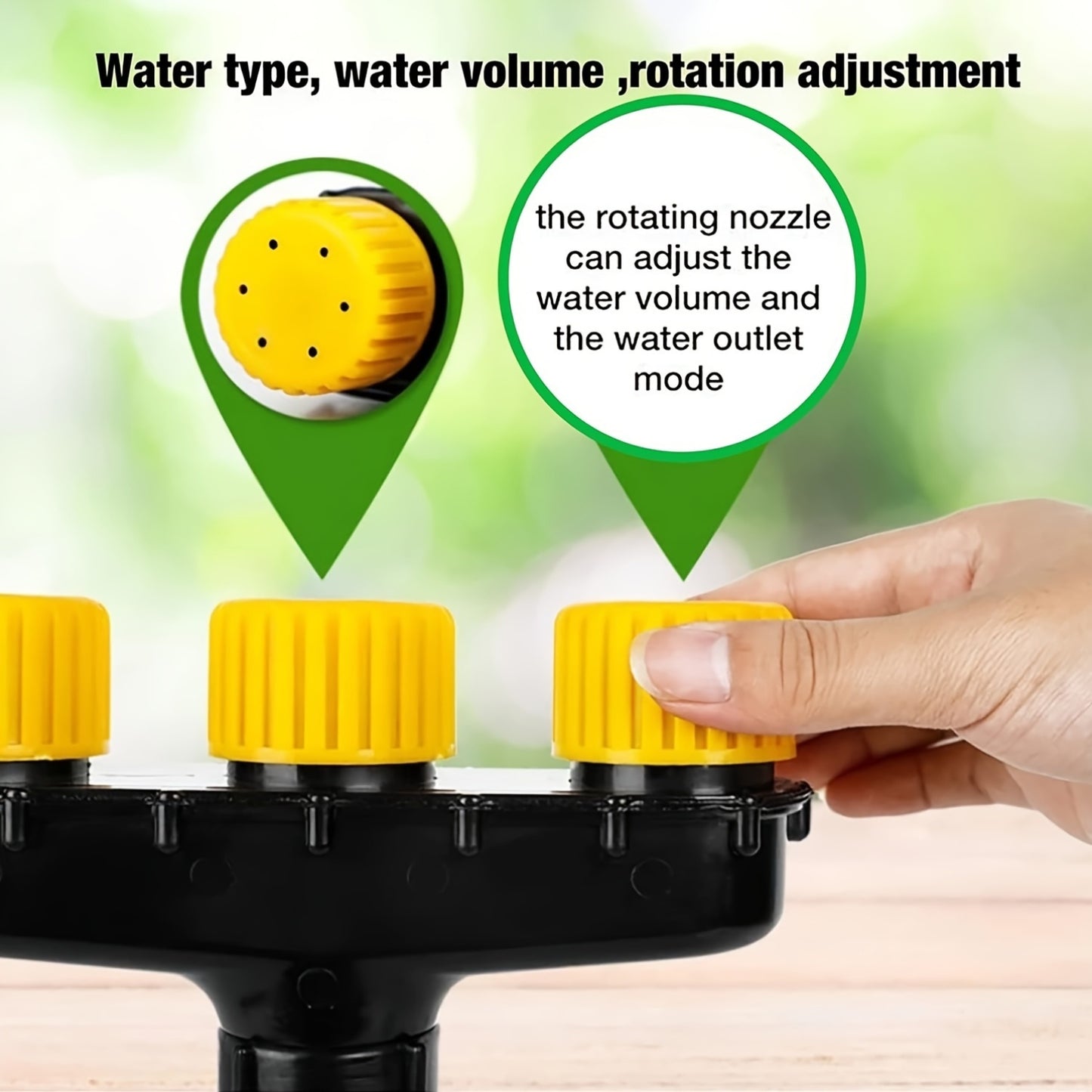 1pc Adjustable Multi-Head Garden Hose Nozzle Sprayer, Durable Plastic, Sleek Black Design, Efficient Watering for Lawn, Vegetables & Flowers, Fits US Garden Hoses, Garden Watering Tool