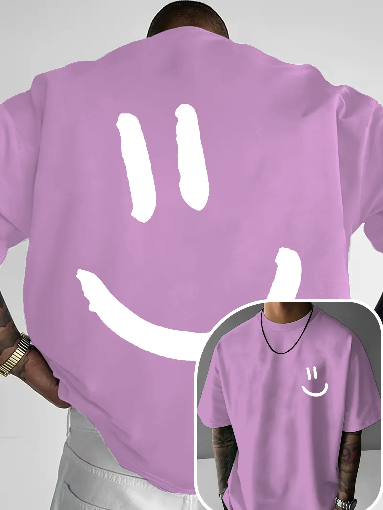Men'S Casual Crew Neck T-Shirt with Happy Face Print | Comfortable & Breathable | Summer Streetwear and Everyday Tee | Versatile Short Sleeve Top | Lightweight Fabric