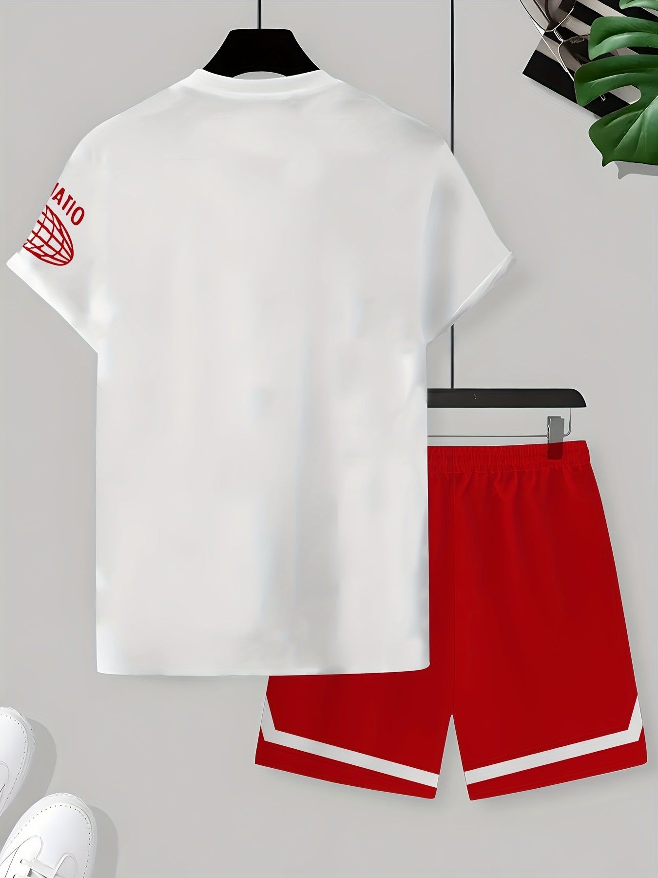 2pcs Men'S Summer Basketball Training Running Suit, Basketball Short Sleeve T-Shirt and 24 Shorts Set