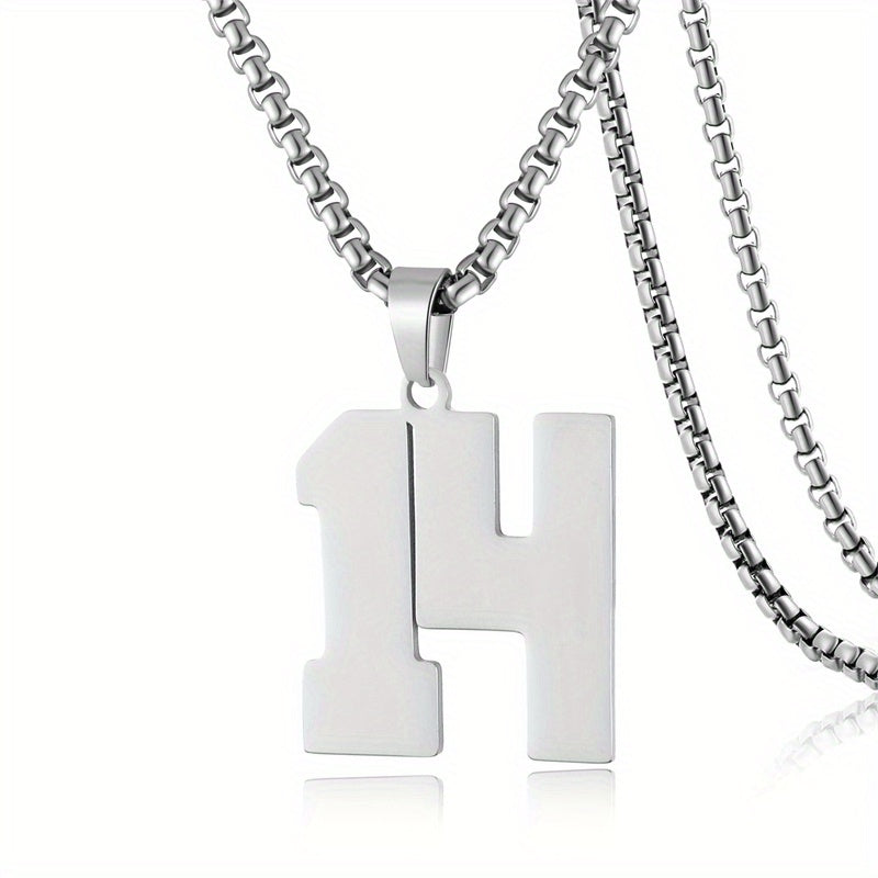 0-19 Men Athletes Number Pendant Necklace Stainless Steel Sports Number Pendant Long Chain Necklaces for Boys Baseball/Basketball/Football Team Jewelry Gifts