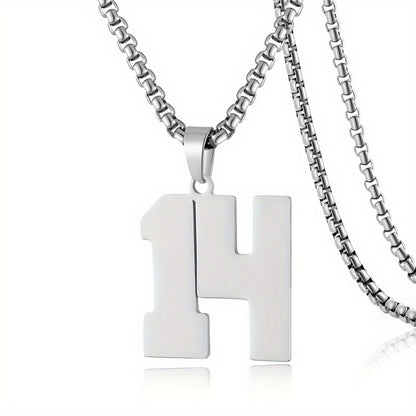 0-19 Men Athletes Number Pendant Necklace Stainless Steel Sports Number Pendant Long Chain Necklaces for Boys Baseball/Basketball/Football Team Jewelry Gifts