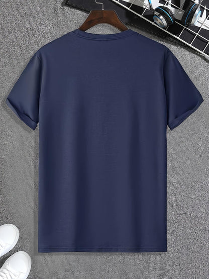 Men's Short-Sleeve T-Shirt with Inspirational "CREATE Your Own Life" Print & Prayer Hands Design - Elastic Round Neck, Breathable Fabric for Summer Outdoor Activities, Casual Comfort Fit, Machine Washable, Artistic Lifestyle