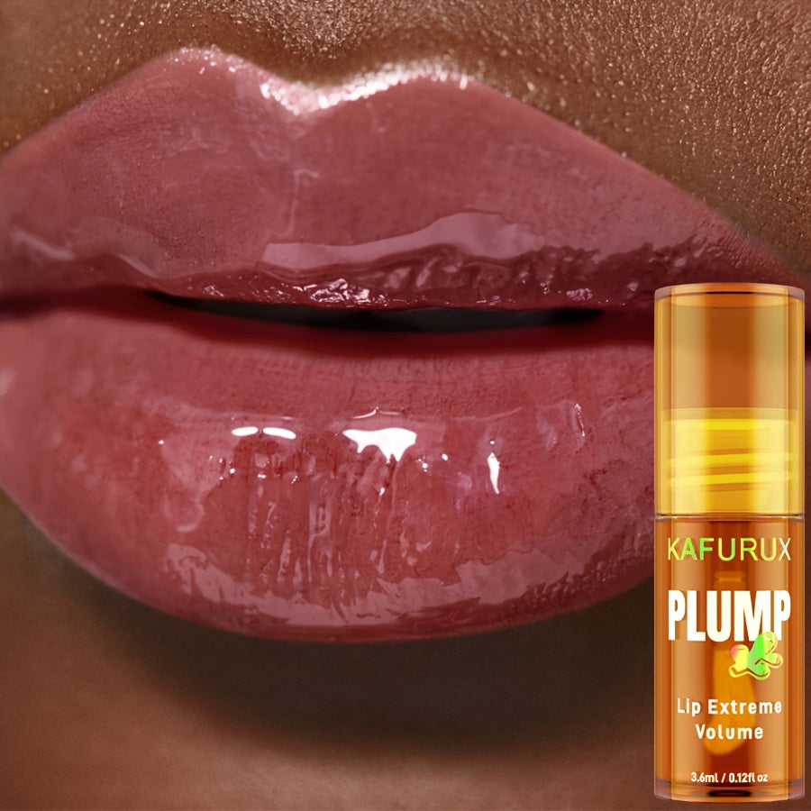 1pc KAFURUX PLUMP Lip Oil, Tinted Liquid Formula, High Shine Finish, Moisturizing Hydration, Fuller Lips Effect, Suitable for All Skin Types