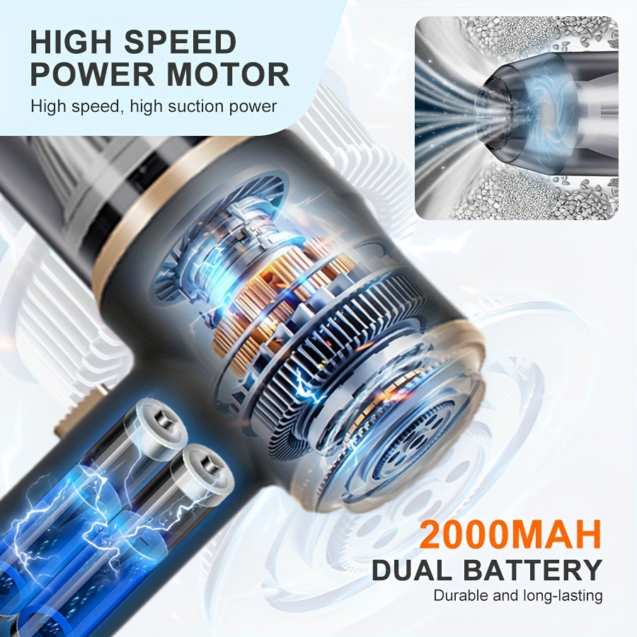 BELlBUY Portable Cordless Handheld Vacuum Cleaner, 6000Pa Powerful Suction for Cars, Computers, Sofas, Offices, Pets, and Homes - Includes Multiple Nozzles, USB Rechargeable, Low Noise, Car Vacuum Cleaner
