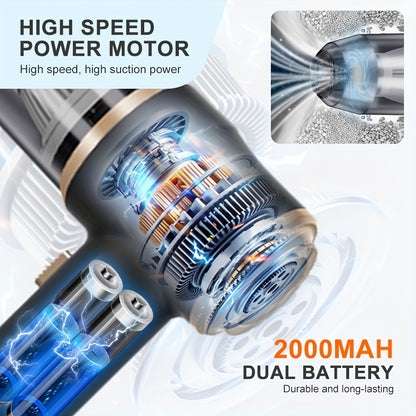 BELlBUY Portable Cordless Handheld Vacuum Cleaner, 6000Pa Powerful Suction for Cars, Computers, Sofas, Offices, Pets, and Homes - Includes Multiple Nozzles, USB Rechargeable, Low Noise, Car Vacuum Cleaner