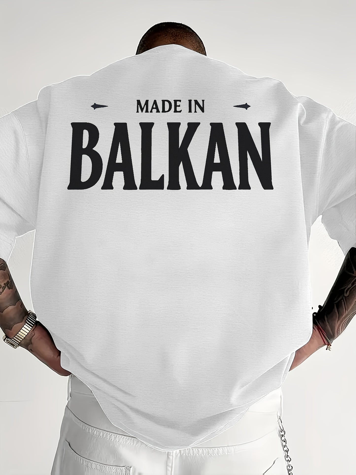 Men'S Casual Short Sleeve T-Shirt - "Made in Balkans" Print, Lightweight & Breathable Summer Tee, Round Neck, Regular Fit, Perfect for Casual Attire, Breathable Clothing | Modern Casualwear | Lightweight Shirt