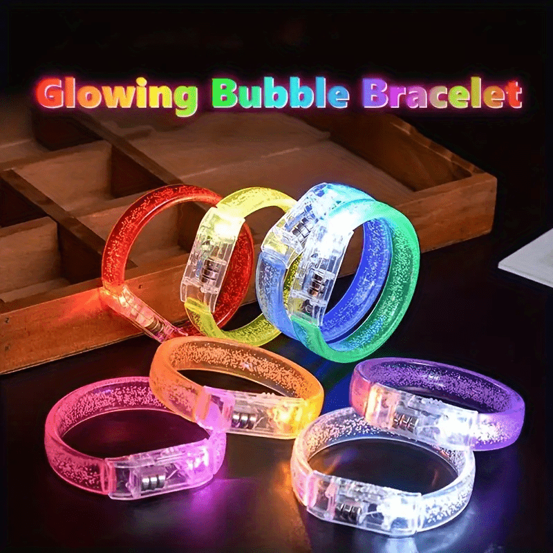 8pcs LED Glow-in-the-Dark Bracelets - UV Activated Neon Glow Party Chains, Multi-Color LED Light Up Bracelets for Concerts, Clubs, Birthdays, Carnivals - with Button Batteries Included - Perfect for Group Party Favors & Glow