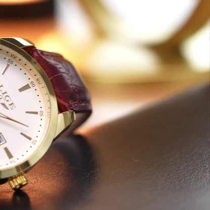 LIGE Fashion New Quartz Watch Multi Functional Glow Watch Single Calendar Three Needle Simple Band Watch men&women's Business Watch, Suitable for Women&women