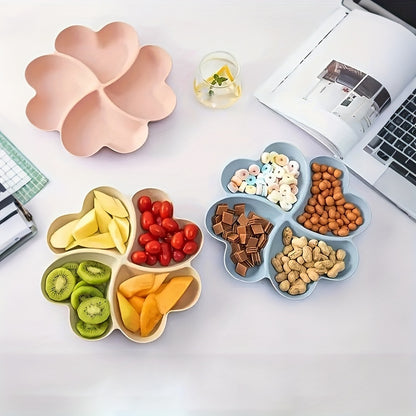 1 Heart-Shaped Food-Grade Plastic Divided Tray - Multi-Use Snack, Dessert, Fruit Serving Plate for Living Room and Coffee Table - Ideal for Parties, Weddings, and Coffee Shops, Coffee Table Decor | Modern Serving Tray | Durab