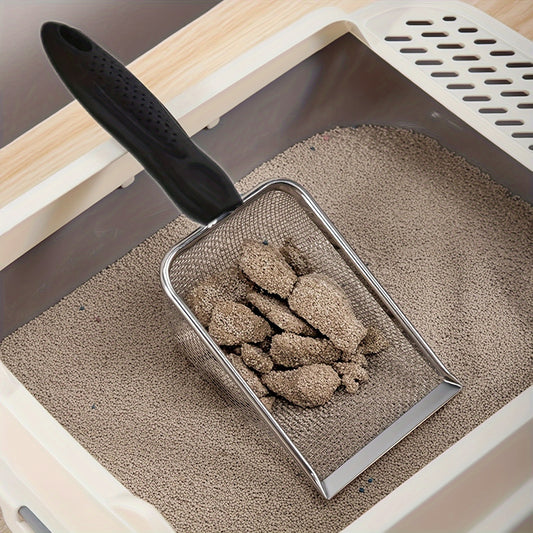 Durable Stainless Steel Cat Litter Scoop with Ergonomic Handle - Easy Clean, Efficient Pet Waste Shovel for Fine Litter - Ideal for Quick Cleanup After Pet Owners Spill their Litter, Cat Litter Scoop