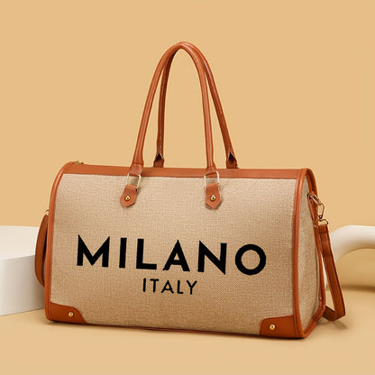 Women'S Large Capacity Tote Bag - Beige & Brown Accent Handbag with Zipper Closure, Spacious Work Bag for Women, Everyday Commute, Travel, Formal Events - Durable & Easy-Clean Design, Travel Carryall, Casual Style, Sturdy Han