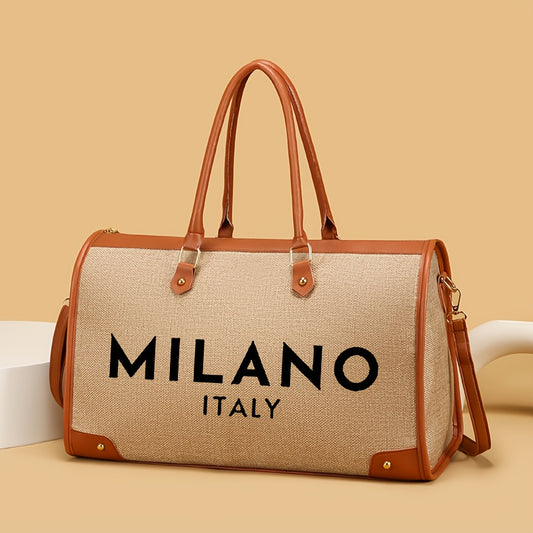 Women'S Large Capacity Tote Bag - Beige & Brown Accent Handbag with Zipper Closure, Spacious Work Bag for Women, Everyday Commute, Travel, Formal Events - Durable & Easy-Clean Design, Travel Carryall, Casual Style, Sturdy Han