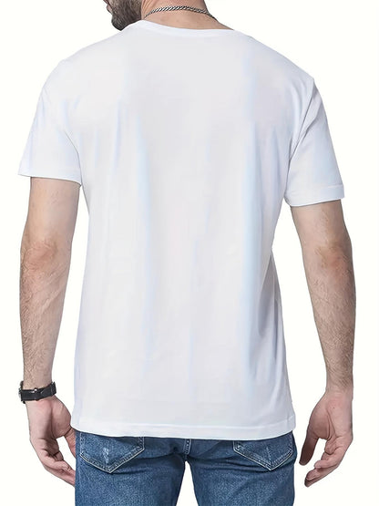 Men's Short-Sleeve T-Shirt with Inspirational "CREATE Your Own Life" Print & Prayer Hands Design - Elastic Round Neck, Breathable Fabric for Summer Outdoor Activities, Casual Comfort Fit, Machine Washable, Artistic Lifestyle