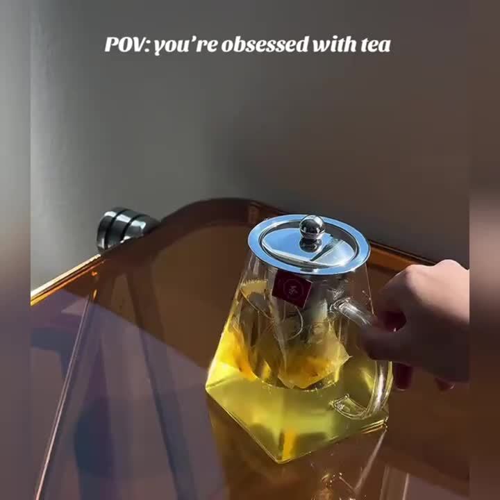 1pc Thick High-Temperature Resistant Glass Teapot with Stainless Steel Filter, Large Capacity for Herbal Tea, Black Tea, and Flower Tea - Ideal for Home Use, No Electricity Required, Home Tea Brewing | Elegant Teapot Design |