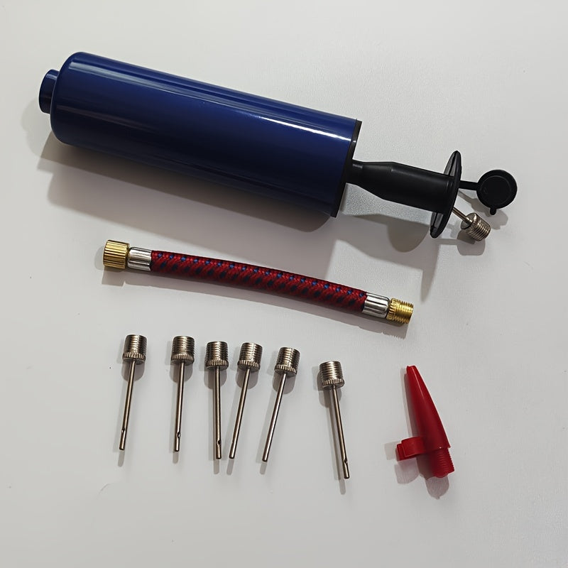 1pc Blue Manual Hand Pump Inflator with Flexible Hose, Portable Air Pump for Basketball, Football, Volleyball - Durable PP Material, Uncharged Operation, Ideal for Valentine'S Day, Women'S Day, Mother'S Day, Thanksgiving, Chr