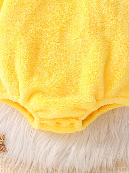Soft and Warm Little Yellow Chick Onesie - Easy to Wear, Perfect for Little Ones, Cute Animal Design with Red Comb & Yellow Feather, Soft Fleece Material, Perfect for Cozy Outings, Adorable Outfit, Playful Wear, Comfortable W