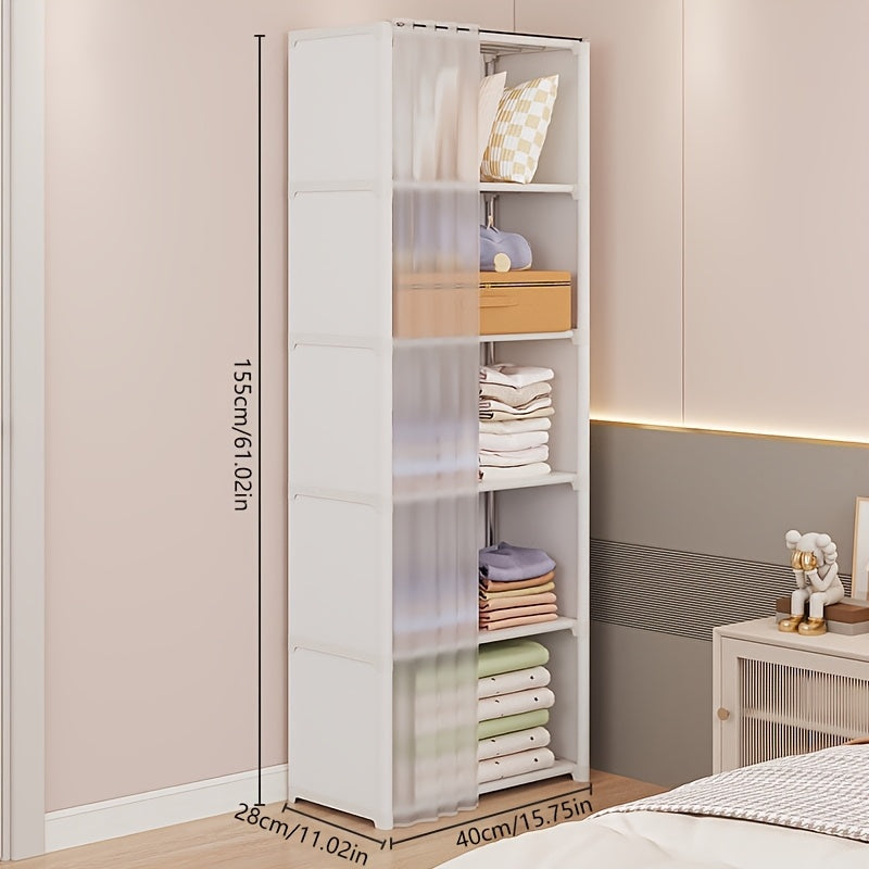 Five/Six-Tier Storage Cabinet Lightweight Dustproof Home Organization Minimalist Beautiful High Load Capacity Living Room Bedroom Balcony Multi-Functional Large Capacity Storage Cabinet