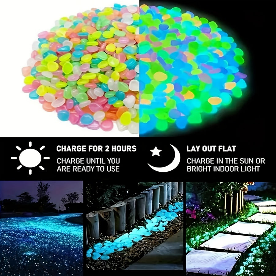 100pcs Glow-in-the-Dark Resin Mini Pebbles - Blue & Green Glowing Stones for DIY Crafts, Garden Pathways, Aquarium Decor, and Festive Outdoor Displays, Garden Decorations, Aquarium Ornaments, Festive Display Stones, Durable D