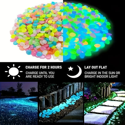 100pcs Glow-in-the-Dark Resin Mini Pebbles - Blue & Green Glowing Stones for DIY Crafts, Garden Pathways, Aquarium Decor, and Festive Outdoor Displays, Garden Decorations, Aquarium Ornaments, Festive Display Stones, Durable D