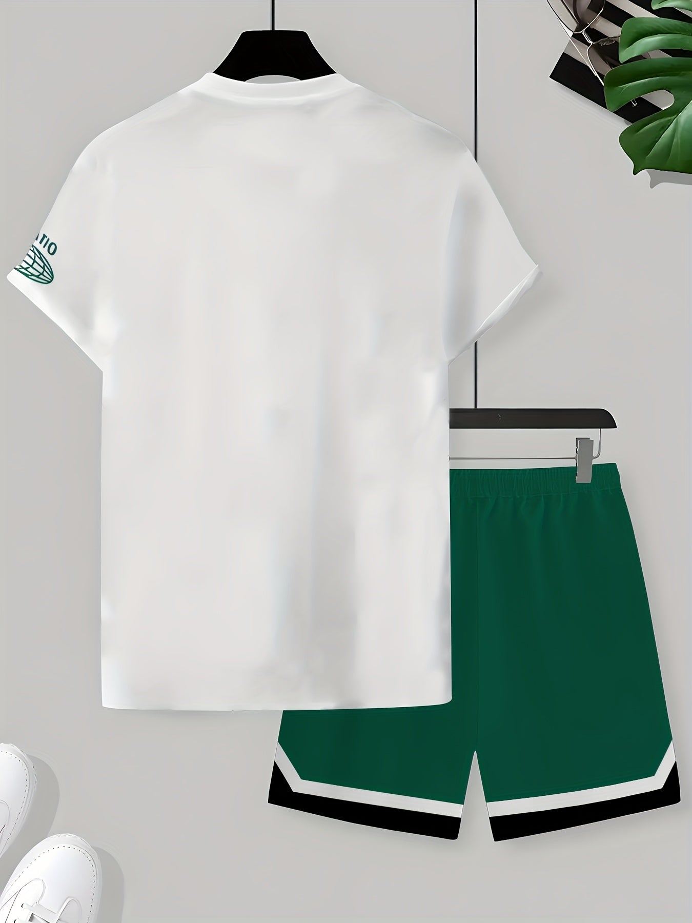 2pcs Men'S Summer Basketball Training Running Suit, Basketball Short Sleeve T-Shirt and 24 Shorts Set