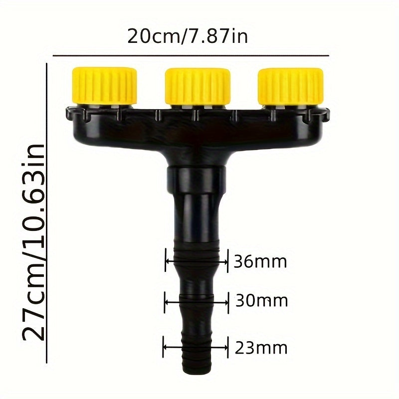 1pc Adjustable Multi-Head Garden Hose Nozzle Sprayer, Durable Plastic, Sleek Black Design, Efficient Watering for Lawn, Vegetables & Flowers, Fits US Garden Hoses, Garden Watering Tool